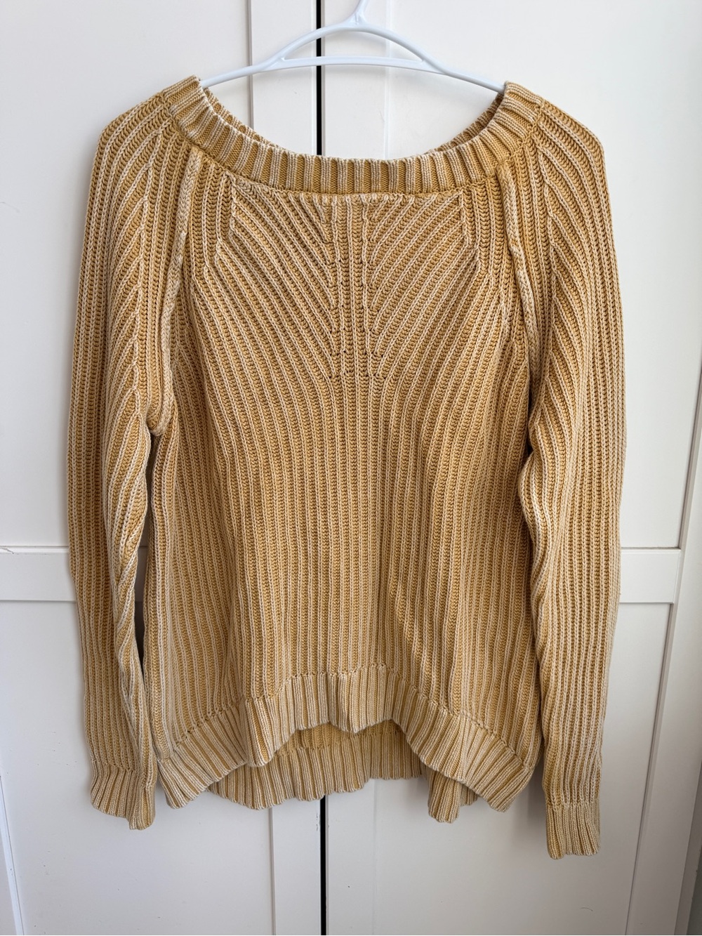 Vintage Tribal Jeans Mustard Yellow 100% Cotton Ribbed Knit Sweater Size L